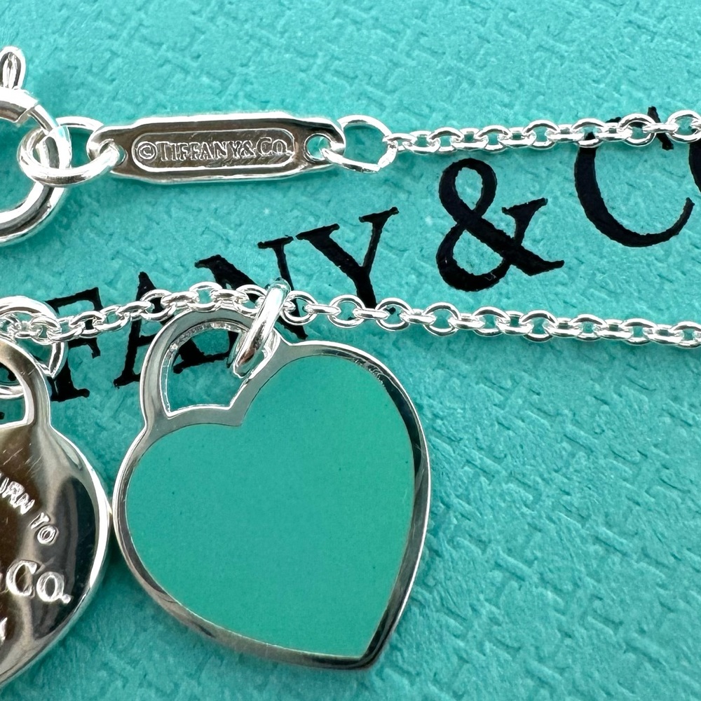 Authentic Tiffany & CO. Double Heart Sterling Silver 925 Necklace. - Picture 3 of 13